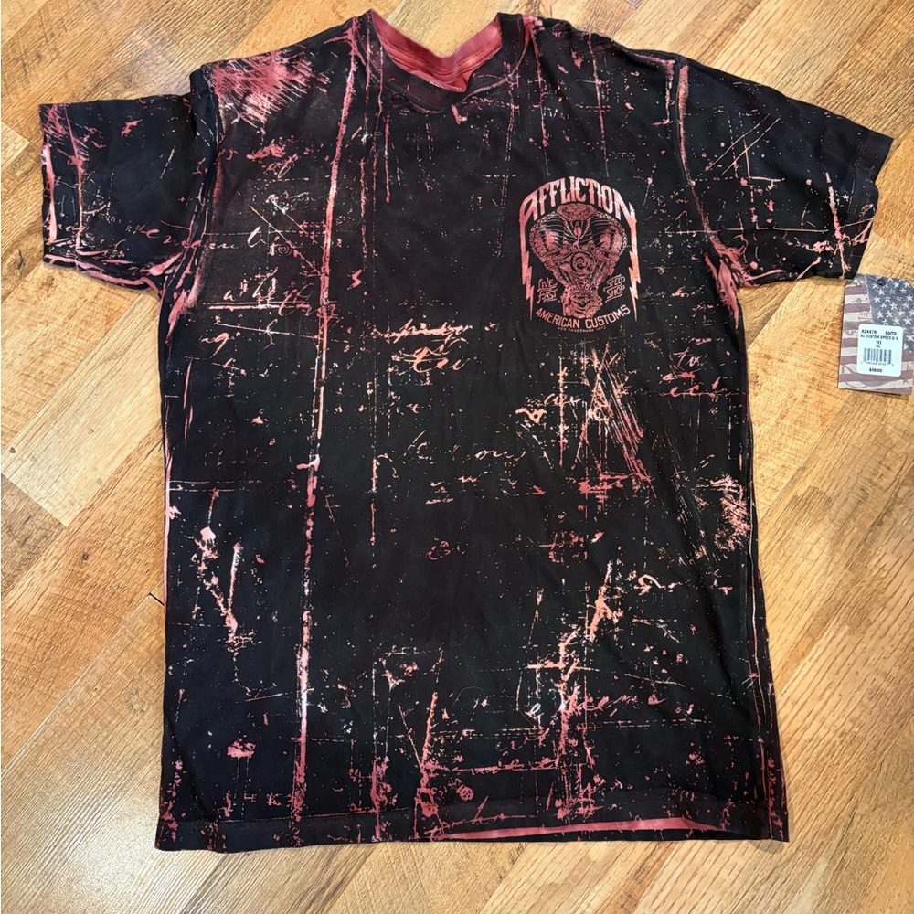 Affliction Distressed Black and Red Tee size XL men’s
